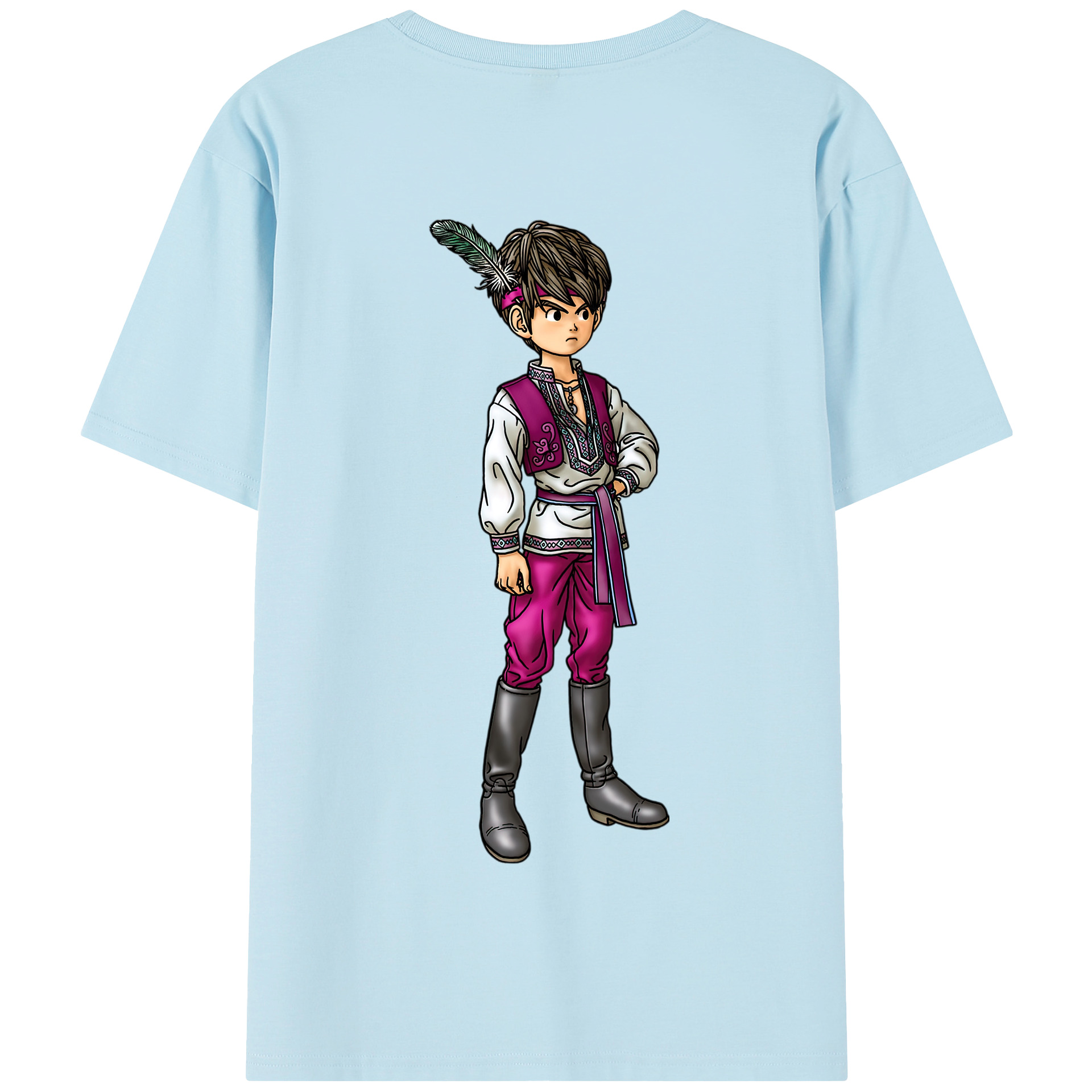（画像用） ドラゴンクエスト Doragon Kuesuto Dragon Quest 綿100％半袖Tシャツ（背面プリント）